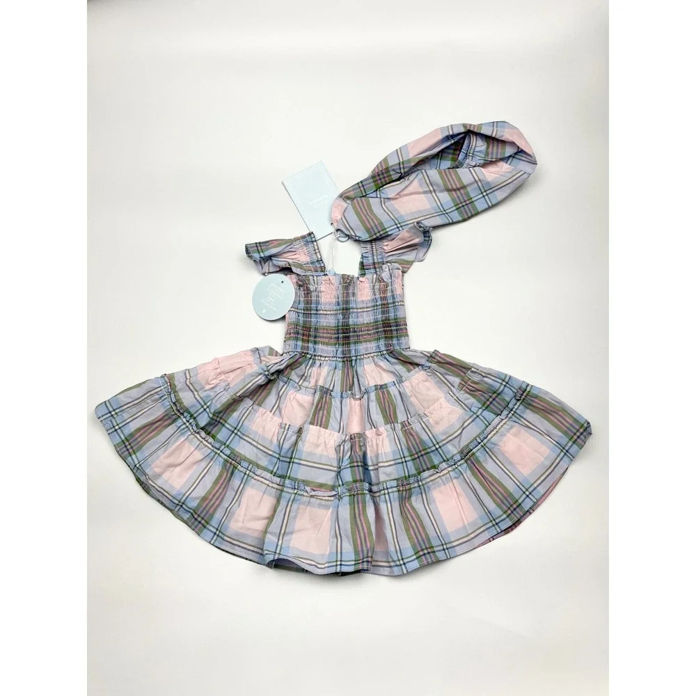 Hill House The Tiny Ellie Nap Dress Girls Size 2Y Pastel Blue Spring Plaid NWT